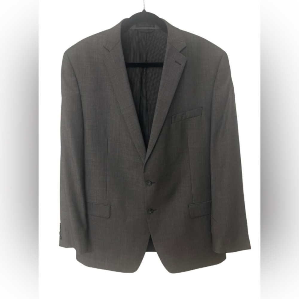 Calvin Klein 100% Wool Charcoal Gray Men's Blazer, Slim Fit 44L